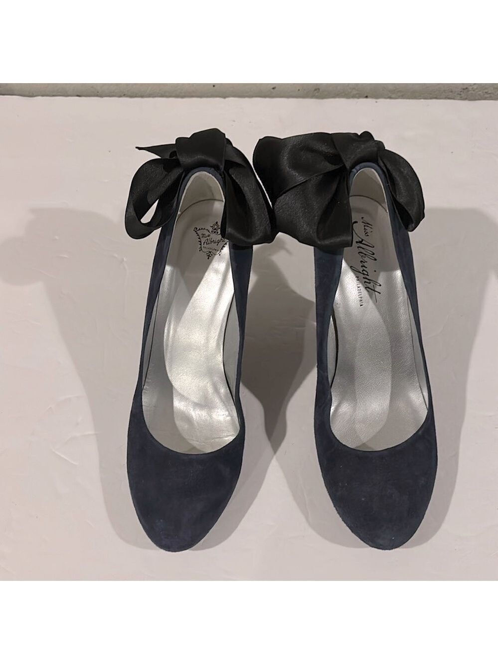 Miss Albright Philadelphia Blue Suede Round Toe Pumps  - Size Euro - 37